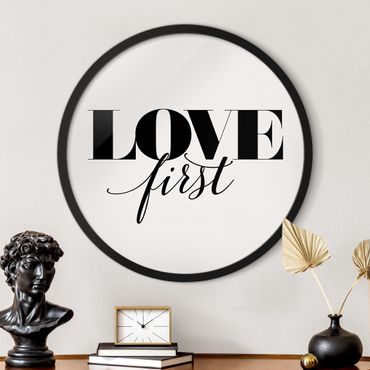 Tableau rond encadré - Love first