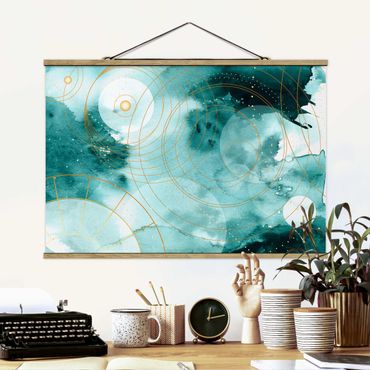 Tableau en tissu avec porte-affiche - Magic Golden Starry Sky - Format paysage 3:2