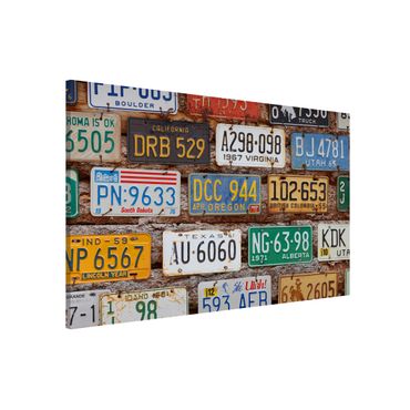 Tableau magnétique - American License Plates On Wood