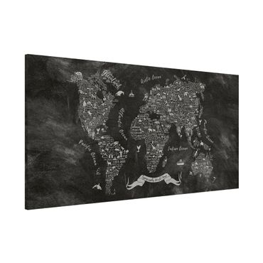 Tableau magnétique - Chalk Typography World Map