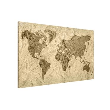 Tableau magnétique - Paper World Map Beige Brown