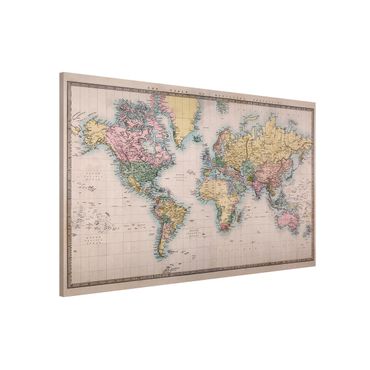 Tableau magnétique - Vintage World Map Around 1850