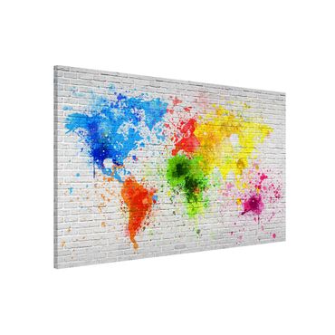 Tableau magnétique - White Brick Wall World Map