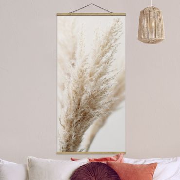 Tableau en tissu avec porte-affiche - Macro Image Pampas Grass - Format portrait 1:2