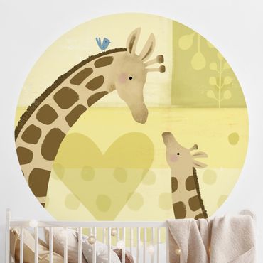 Papier peint rond autocollant enfants - Mum And I - Giraffes
