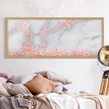 Poster encadré - Marble Look With Pink Confetti