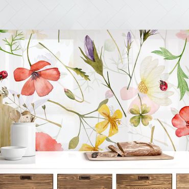Revêtements muraux pour cuisine - Ladybird With Poppies In Watercolour