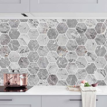Revêtements muraux pour cuisine - Marble Hexagon Tiles - Grey