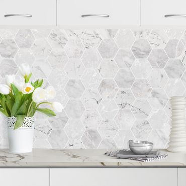 Revêtements muraux pour cuisine - Marble Hexagon Tiles - Light Grey