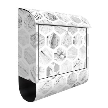 Letterbox - Marble Hexagons In Greyscales