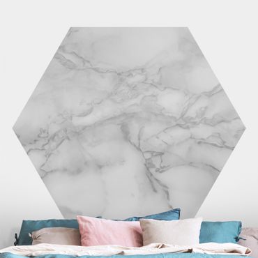 Papier peint panoramique hexagonal autocollant - Marble Look Black And White