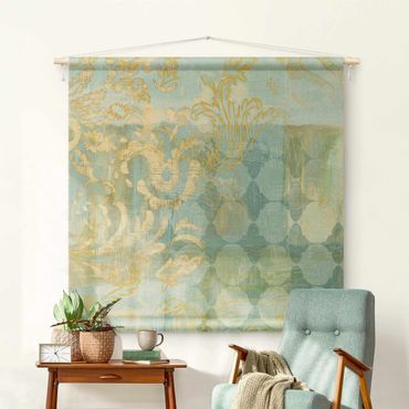Tenture murale - Moroccan Collage In Gold And Turquoise