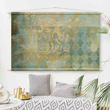 Tenture murale - Moroccan Collage In Gold And Turquoise