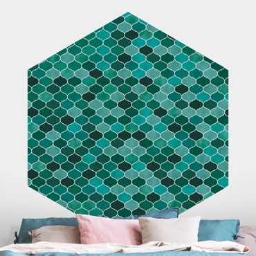 Papier peint hexagonal autocollant avec dessins - Moroccan Watercolour Pattern