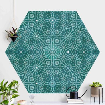 Papier peint hexagonal autocollant avec dessins - Moroccan Flower Pattern