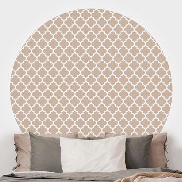 Papier peint rond autocollant - Moroccan Pattern With Ornaments In Front Of Beige
