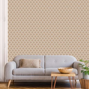 Papier peint - Moroccan Pattern With Ornaments In Front Of Beige