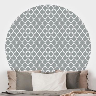 Papier peint rond autocollant cuisine - Moroccan Pattern With Ornaments In Front Of Grey
