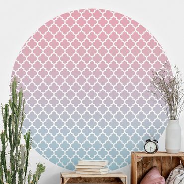 Papier peint rond autocollant - Moroccan Pattern With Gradient In Pink Blue