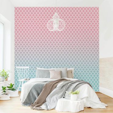 Papier peint - Moroccan Pattern With Gradient In Pink Blue