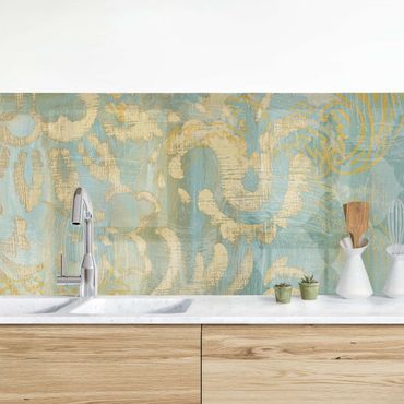 Revêtement mural cuisine - Moroccan Collage In Gold And Turquoise