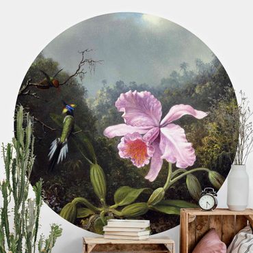 Papier peint rond autocollant cuisine - Martin Johnson Heade - Still Life With An Orchid And A Pair Of Hummingbirds