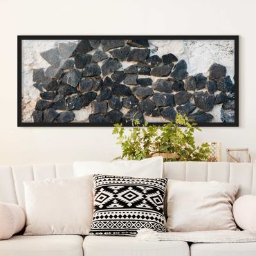 Poster encadré - Wall With Black Stones