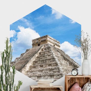 Papier peint hexagonal autocollant avec dessins - Mayan Temple