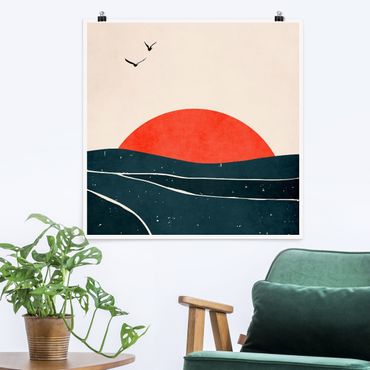 Poster reproduction - Ocean In Front Of Red Sun - 1:1