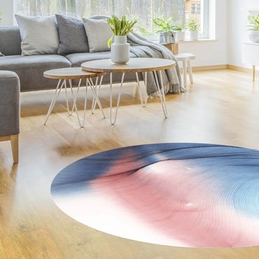 Tapis en vinyle rond|Mottled Colour Dance In Blue With Red