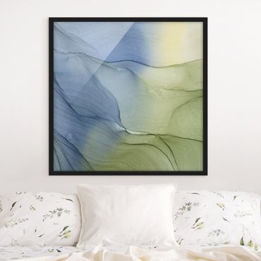 Framed poster - Mottled Bluish Grey With Moss Green