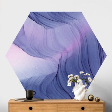 Papier peint hexagonal autocollant avec dessins - Mottled Violet