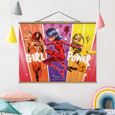Tableau en tissu avec porte-affiche - Miraculous Rainbow Girl Power - Format paysage 4:3