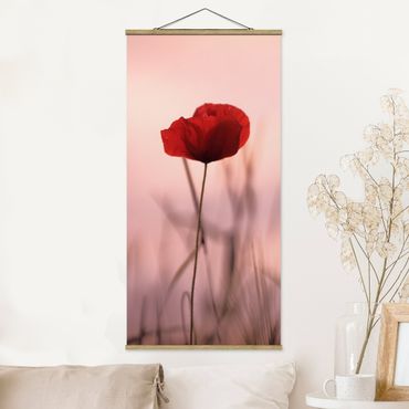 Tableau en tissu avec porte-affiche - Poppy Flower In Twilight - Format portrait 1:2