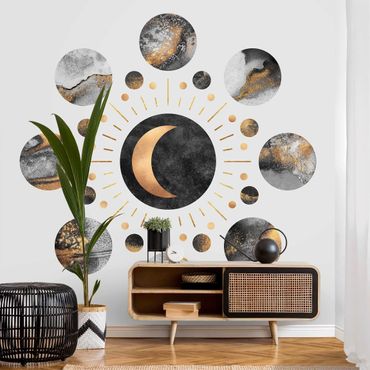 Papier peint - Moon Phases Abstract Gold