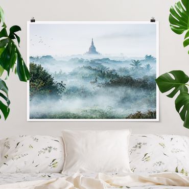 Poster - Morning Fog Over The Jungle Of Bagan