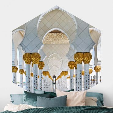 Papier peint hexagonal autocollant avec dessins - Mosque In Abu Dhabi