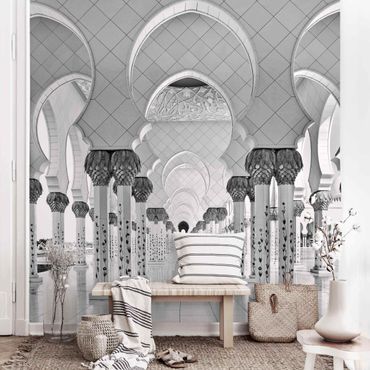 Papier peint - Mosque In Abu Dhabi Black And White