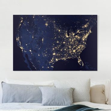 Tableau sur toile - NASA Picture USA From Space By Night