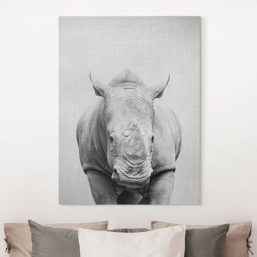 Tableau sur toile - Rhinoceros Nora Black And White - Format portrait 3:4