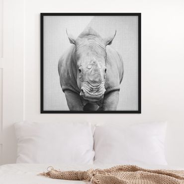 Poster encadré - Rhinoceros Nora Black And White