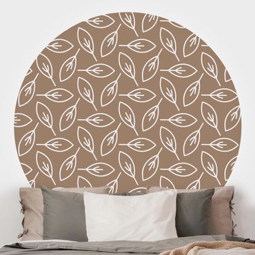 Papier peint rond autocollant - Natural Pattern Leaf Lines In Front Of Brown