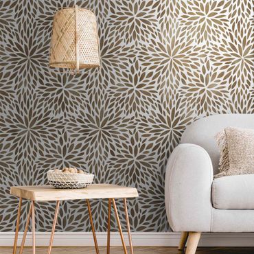 Metallic wallpaper - Natural Pattern Flowers In Brown
