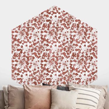 Papier peint hexagonal autocollant avec dessins - Natural Pattern Dandelion With Dots Copper