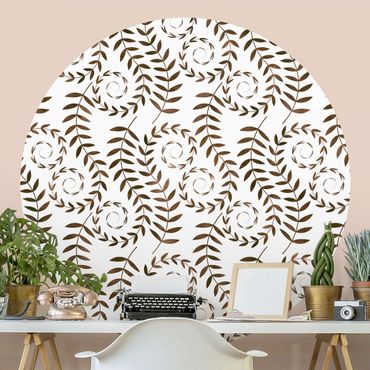 Papier peint rond autocollant - Natural Pattern Tendrils In Brown