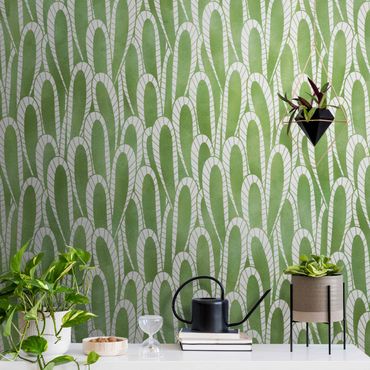 Metallic wallpaper - Natural Pattern Succulents In Green