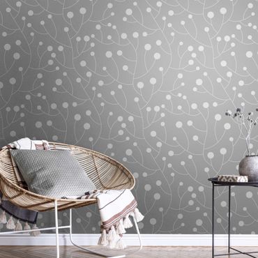 Metallic wallpaper - Natural Pattern Growth With Dots On Gray