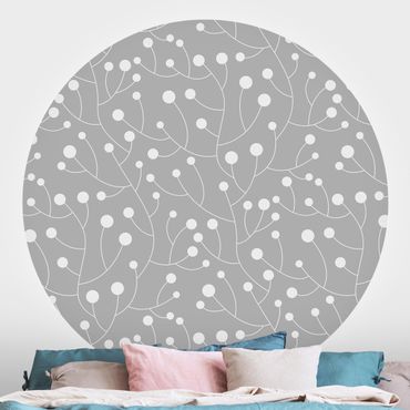 Papier peint rond autocollant - Natural Pattern Growth With Dots On Grey