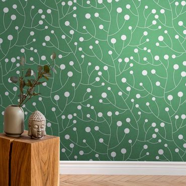 Metallic wallpaper - Natural Pattern Growth With Dots On Green