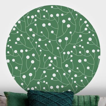Papier peint rond autocollant - Natural Pattern Growth With Dots On Green